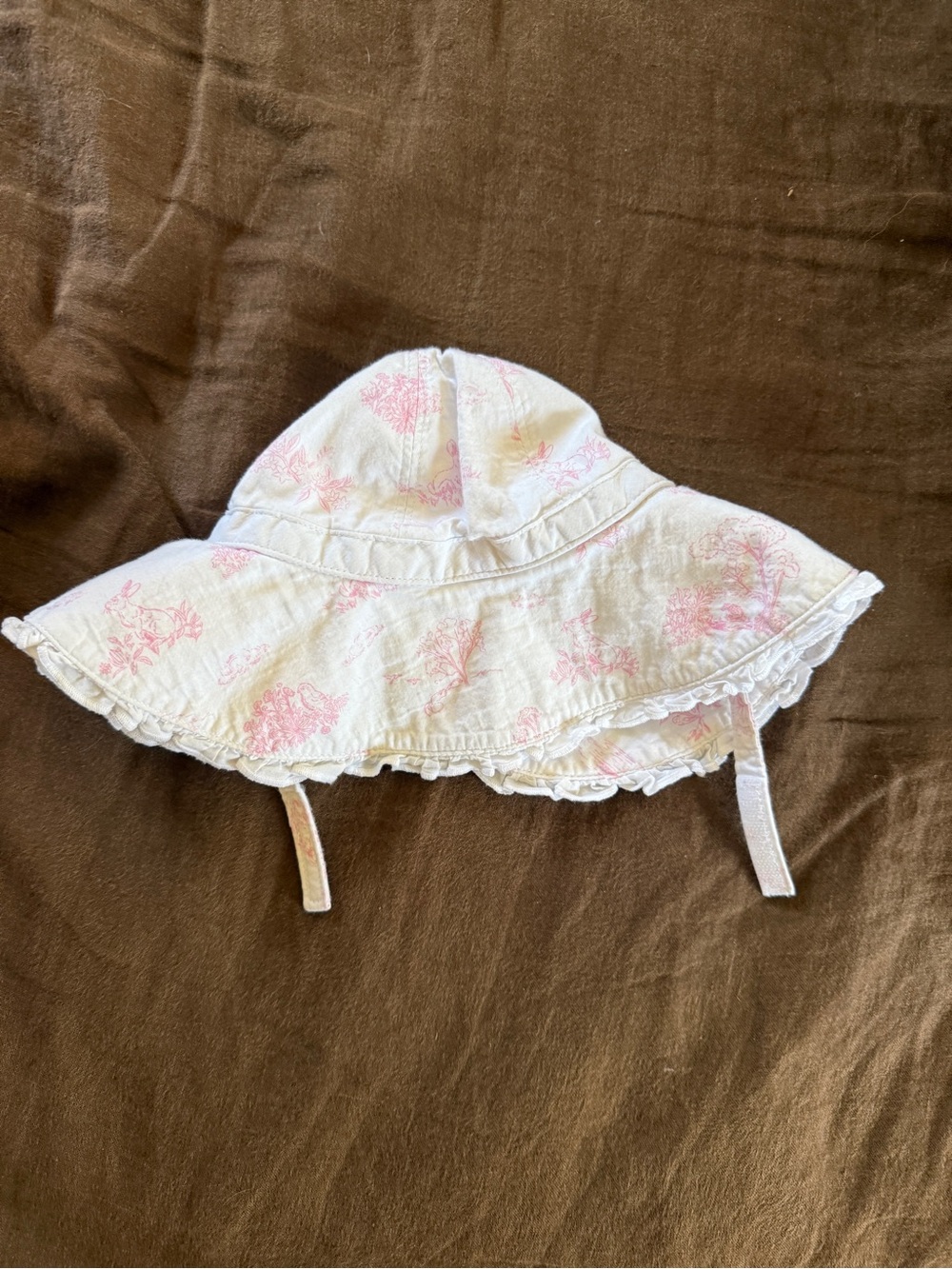 Janie and Jack White Sun Hat with Pink Floral Print